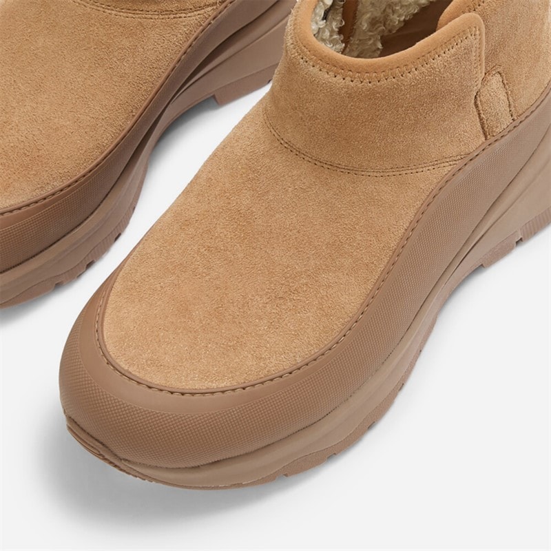 FitFlop Womens Neo D Hyker Warm Suede Pull On Outdoor Mini Boots Desert Tan - Image 4
