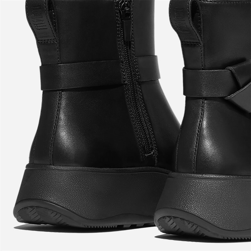 FitFlop Womens F-Mode Buckled Leather Flatform Ankle Boots Black - Image 3