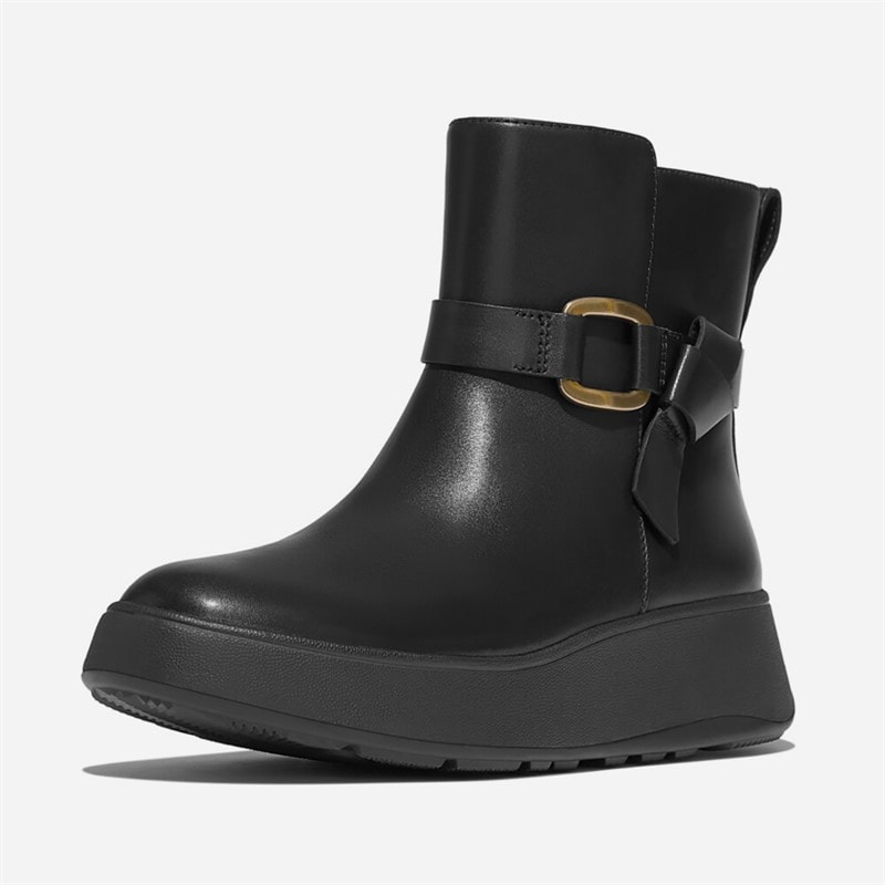 FitFlop Womens F-Mode Buckled Leather Flatform Ankle Boots Black - Image 5