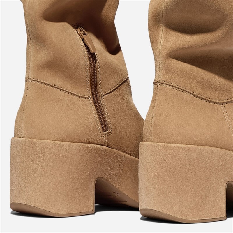 FitFlop Womens Platform Slouch Suede Heeled Boots Desert Tan - Image 3
