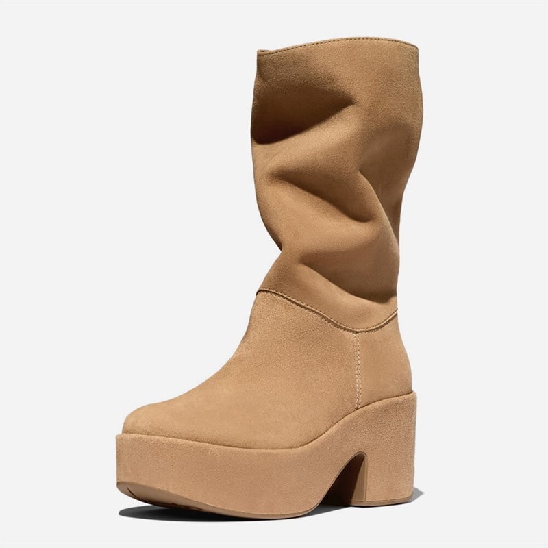 FitFlop Womens Platform Slouch Suede Heeled Boots Desert Tan - Image 5