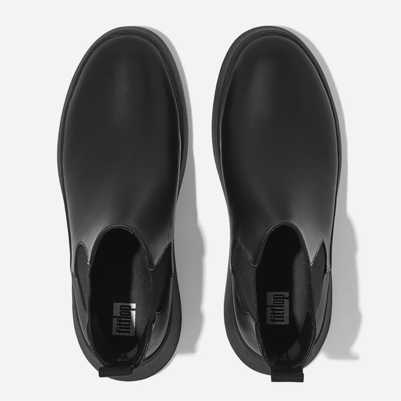 FitFlop Womens Leather Flatform Chelsea Boots All Black - Image 3