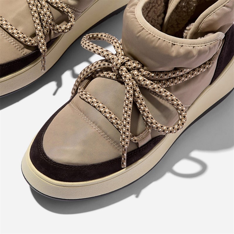FitFlop Womens F-Mode Biofleece Mesh Flatform Booties Taupe - Image 4