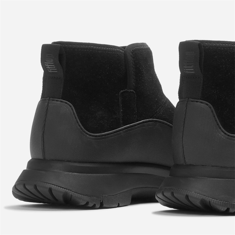 FitFlop Womens Neo D Hyker Warm Suede Pull On Outdoor Mini Boots All Black - Image 3