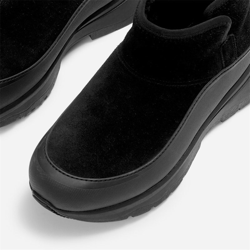 FitFlop Womens Neo D Hyker Warm Suede Pull On Outdoor Mini Boots All Black - Image 4