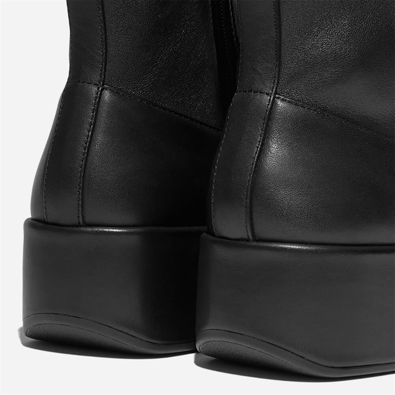 FitFlop Womens F-Luma Stretch Leather Demi Wedge Mid Calf Boots Black - Image 3
