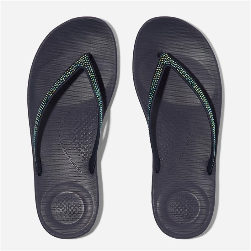 FitFlop Womens Iqushion Sparkle Flip Flops Midnight Navy - Image 3