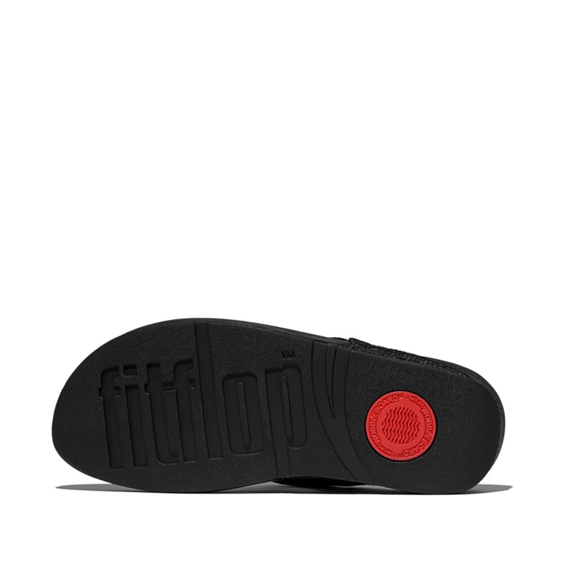 FitFlop Womens Lulu Crinkled Shimmer Toe Post Sandals Metallic Black - Image 5