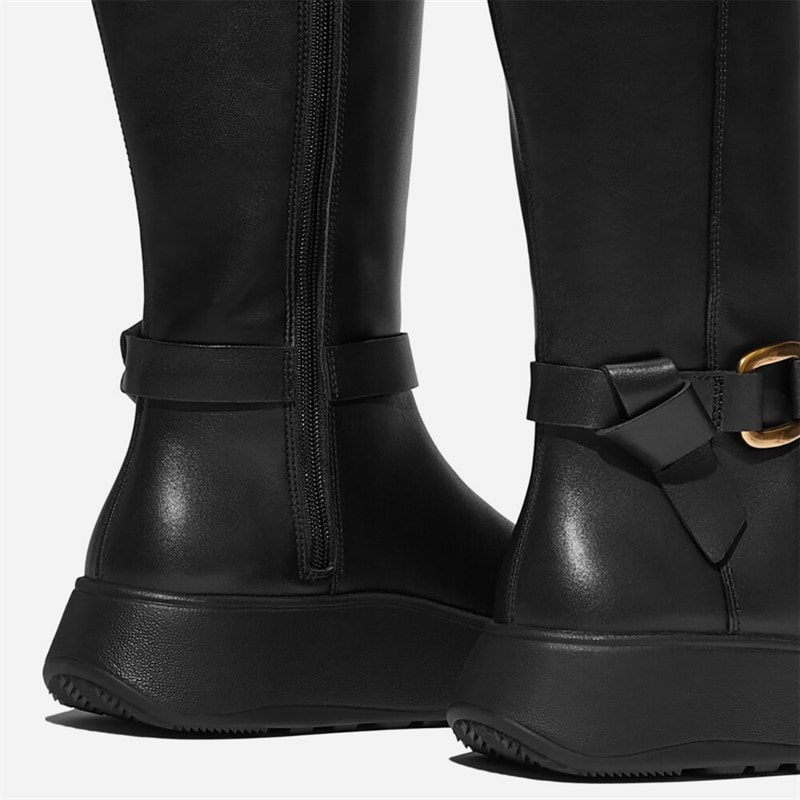 FitFlop Womens F-Mode Square Ring Flatform Tall Boots Black - Image 3