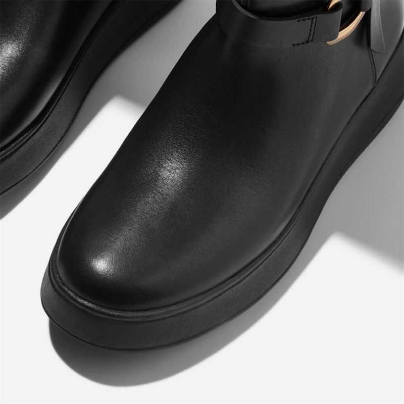 FitFlop Womens F-Mode Square Ring Flatform Tall Boots Black - Image 4