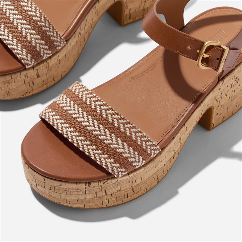 FitFlop Womens Ankle Strap Platftorm Sandals Deep Tan - Image 4