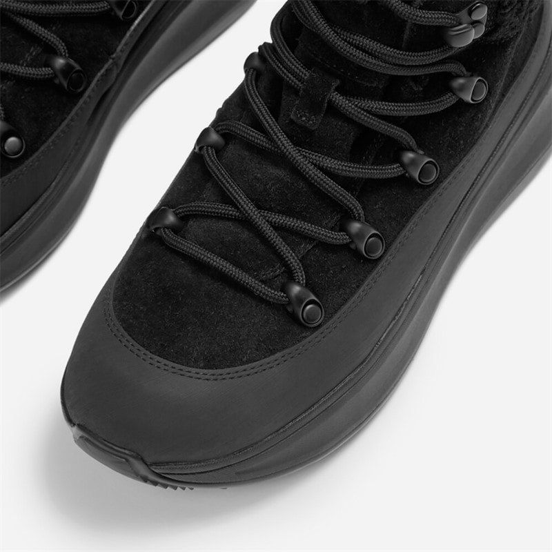 FitFlop Womens F-Mode Teddy Collar Lace Up Booties All Black - Image 3