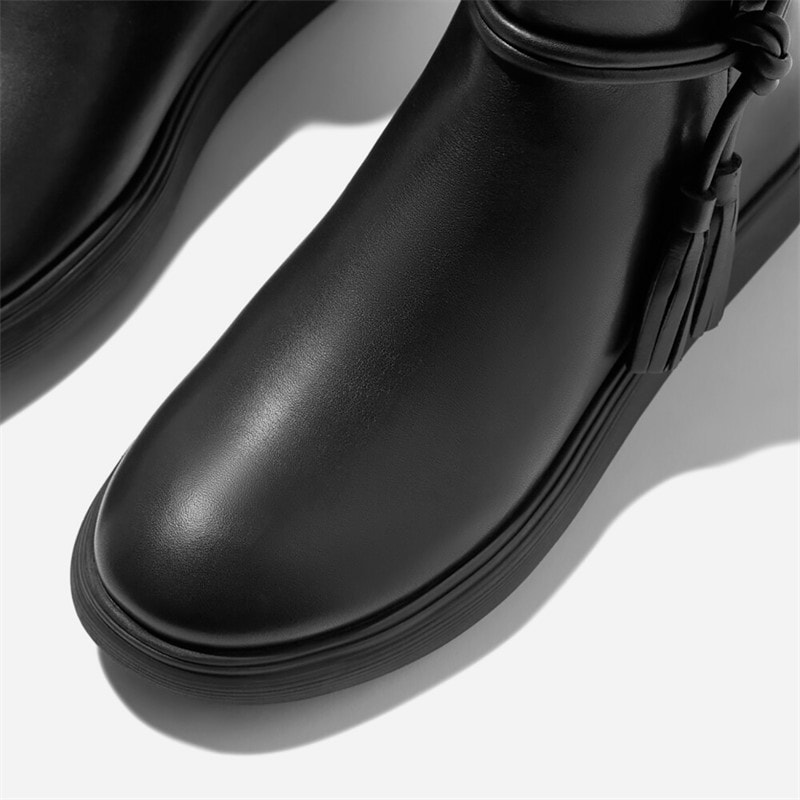 FitFlop Womens IQ Comff Tassel Short Boots All Black - Image 4
