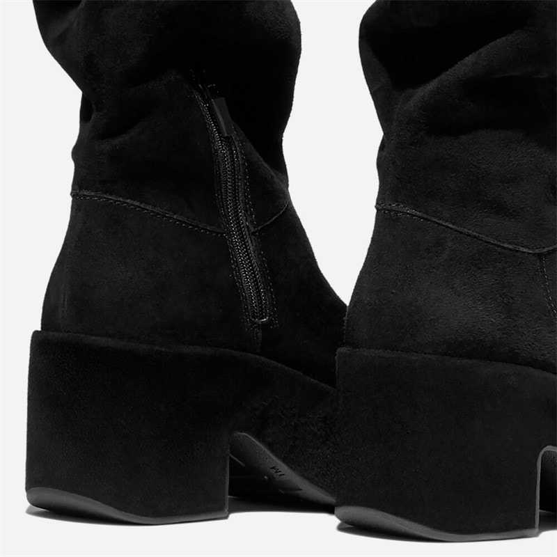FitFlop Womens Platform Slouch Suede Heeled Boots All Black - Image 3