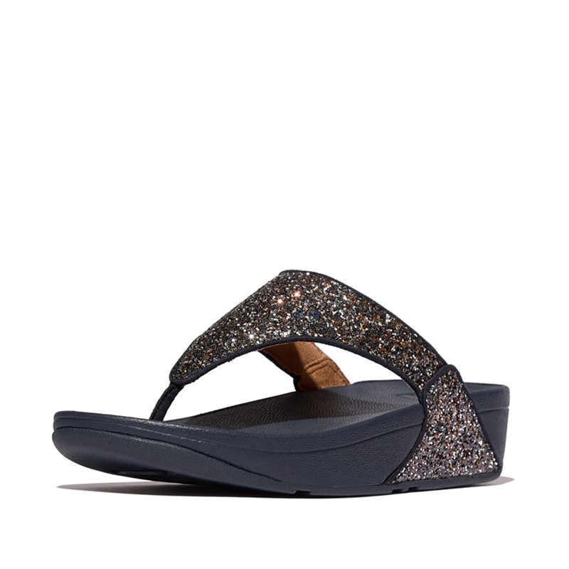 FitFlop Womens Lulu Multi Tonal Glitter Toe Post Sandals Midnight Navy Mix - Image 2