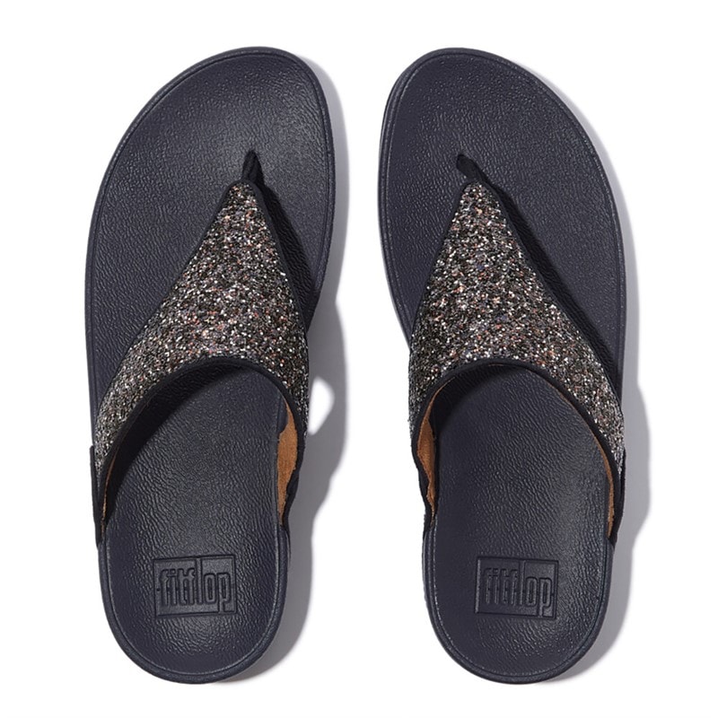 FitFlop Womens Lulu Multi Tonal Glitter Toe Post Sandals Midnight Navy Mix - Image 3
