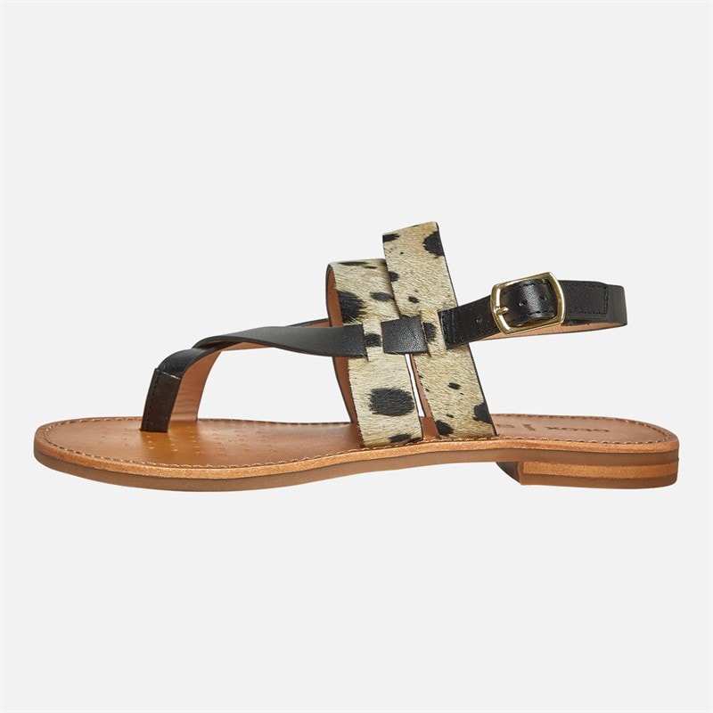 GEOX Womens Maddalusia Flat Sandals Black/White - Image 2