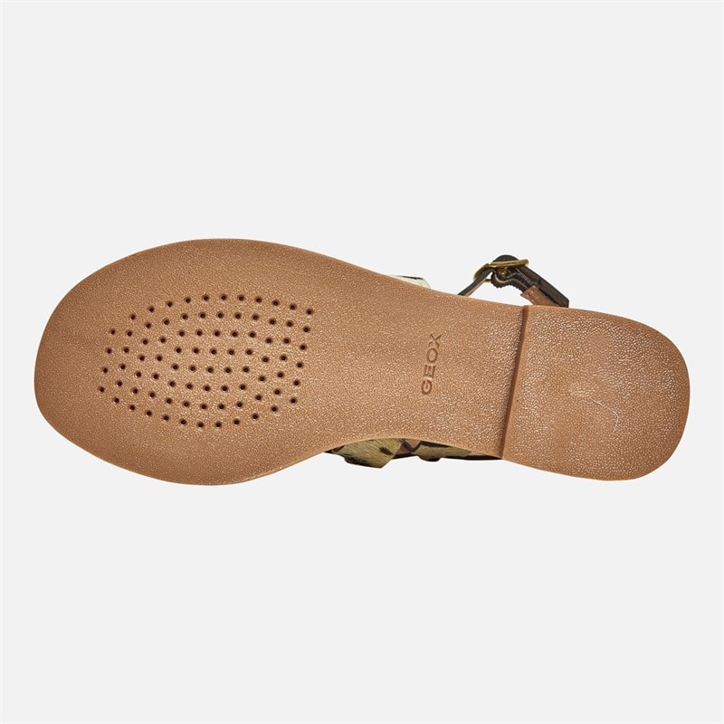 GEOX Womens Maddalusia Flat Sandals Black/White - Image 3