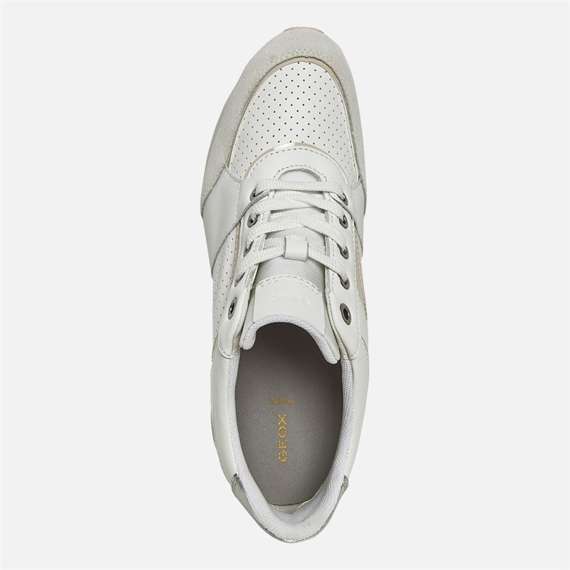 GEOX Womens Zosma Wedge Trainer White/Off White - Image 4