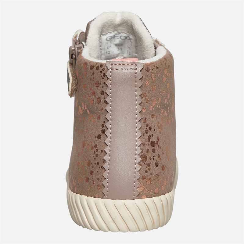 GEOX Girls Mirroless Zip Hi Top Trainers Dark Beige - Image 3