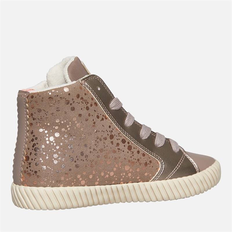 GEOX Girls Mirroless Zip Hi Top Trainers Dark Beige - Image 5