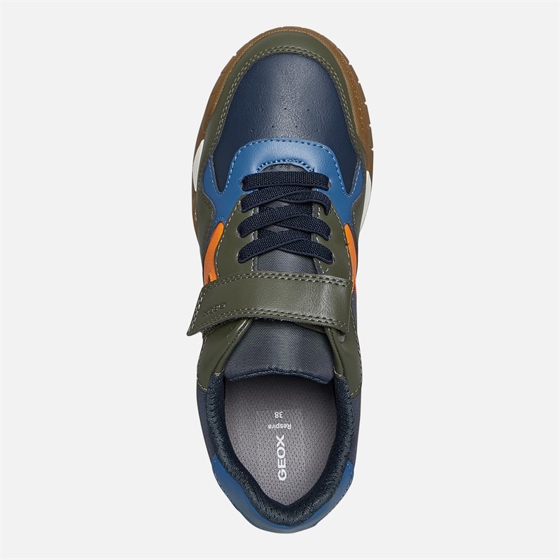 GEOX Junior Boys Rann Trainers Military/Orange - Image 4