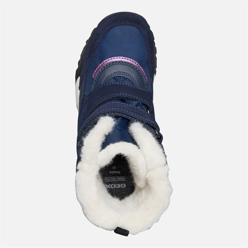 GEOX Junior Girls Trekkyup Dual Strap Fur Lined Boots Navy/Purple - Image 4