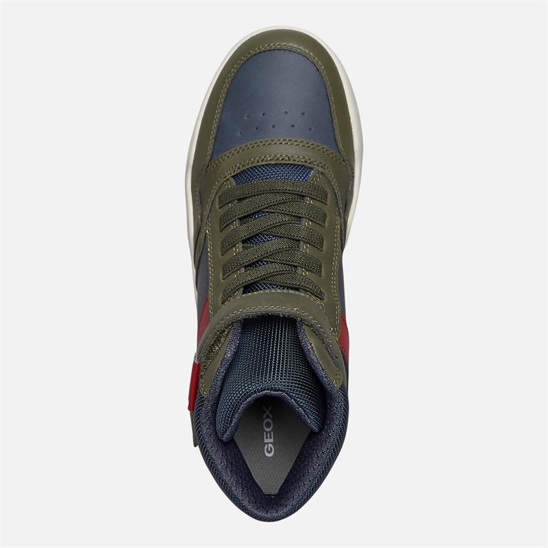 GEOX Junior Boys Perth Hi Top Trainers Military/Navy - Image 4