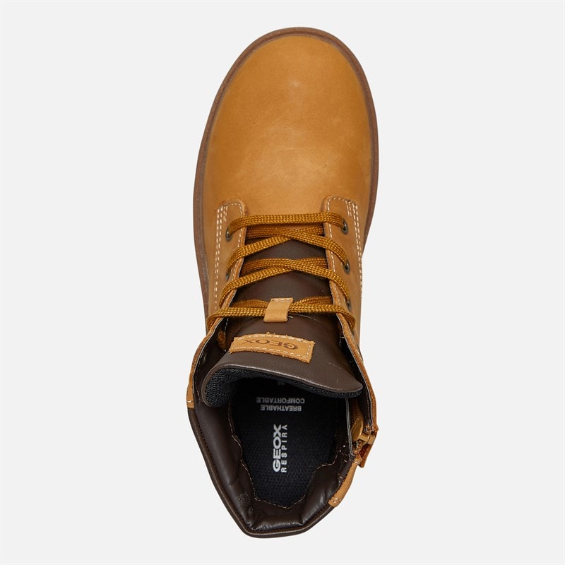 GEOX Junior Boys Shaylax Inside Zip Boots Yellow/Brown - Image 4