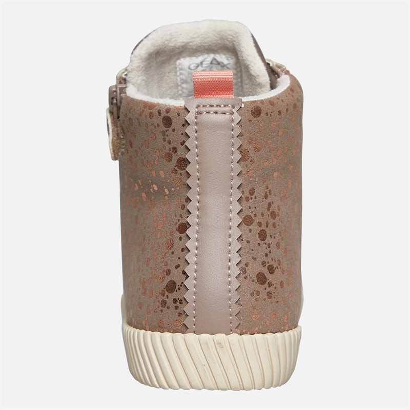 GEOX Junior Girls Mirroless Zip Hi Top Trainers Dark Beige - Image 3