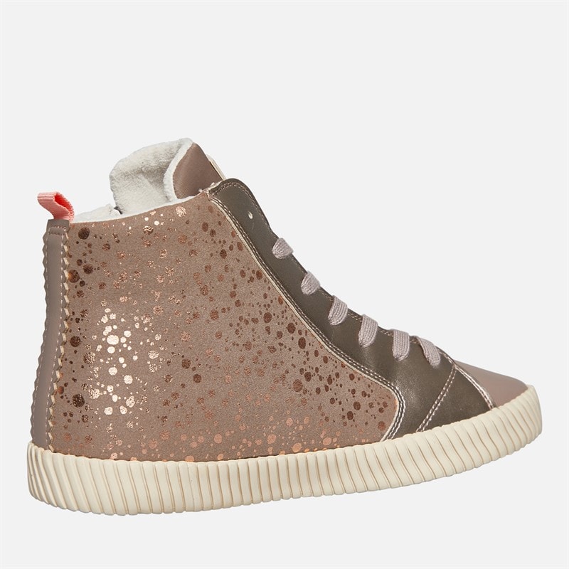 GEOX Junior Girls Mirroless Zip Hi Top Trainers Dark Beige - Image 5
