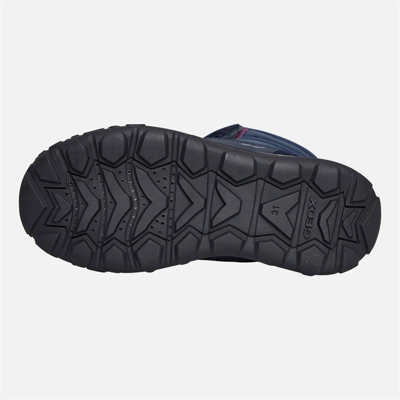GEOX Girls Trekkyup Dual Strap Fur Lined Boots Navy/Purple - Image 2