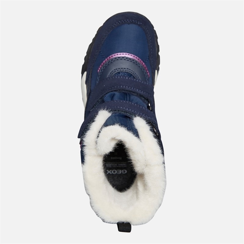 GEOX Girls Trekkyup Dual Strap Fur Lined Boots Navy/Purple - Image 4