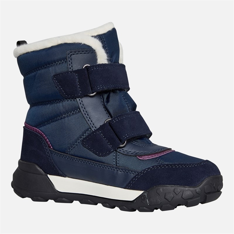 GEOX Girls Trekkyup Dual Strap Fur Lined Boots Navy/Purple - Image 5
