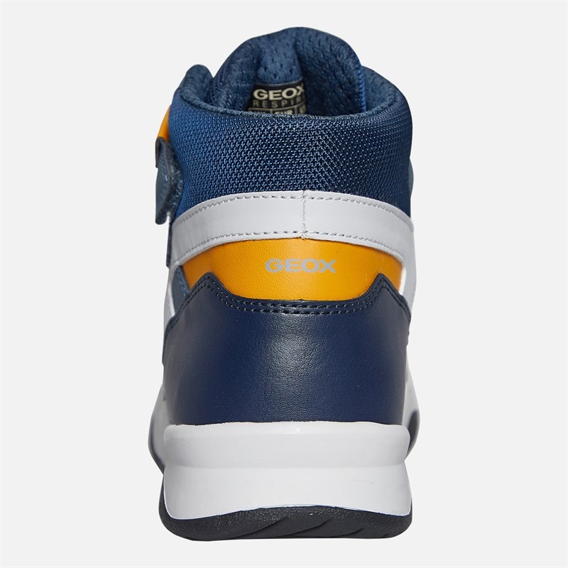 GEOX Junior Boys Perth Hi Top Trainers Avio/Grey - Image 3