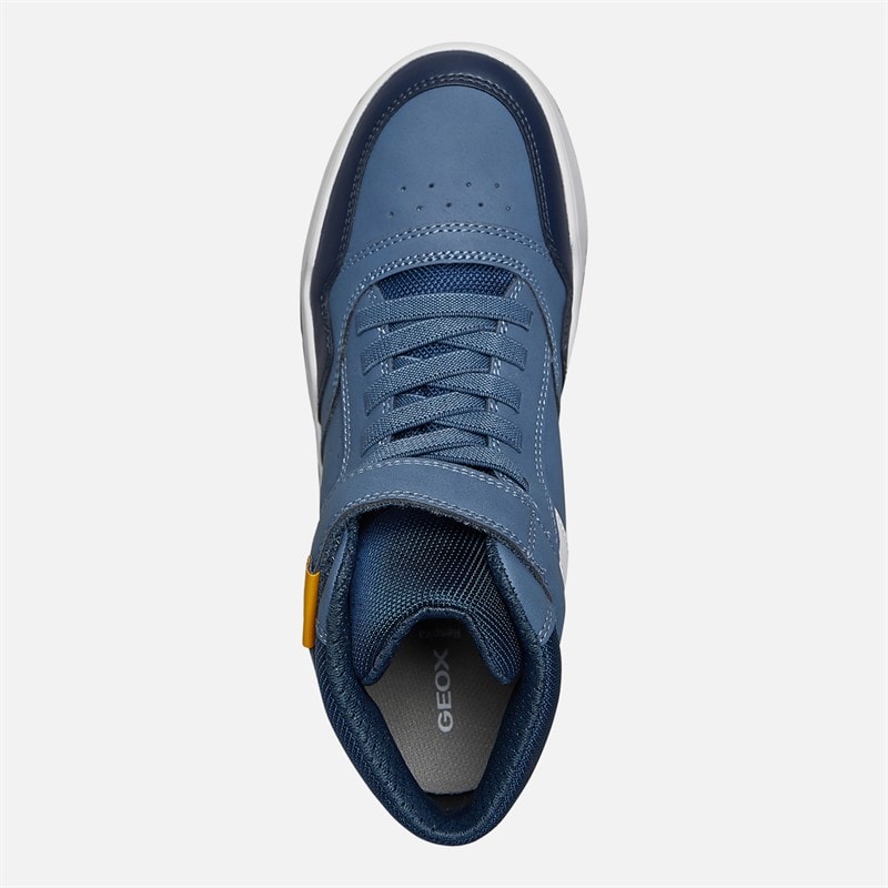 GEOX Junior Boys Perth Hi Top Trainers Avio/Grey - Image 4