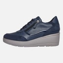 GEOX Womens Ilde Wedge Heel Zip Trainers Navy