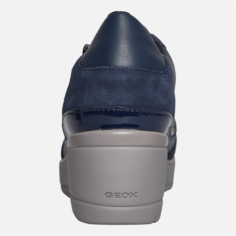 GEOX Womens Ilde Wedge Heel Zip Trainers Navy - Image 3