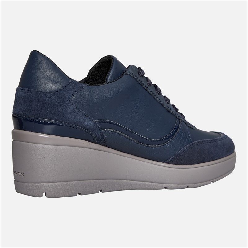GEOX Womens Ilde Wedge Heel Zip Trainers Navy - Image 5