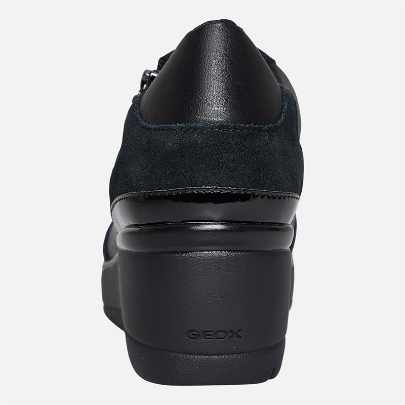 GEOX Womens Ilde Wedge Heel Zip Trainers Black - Image 3