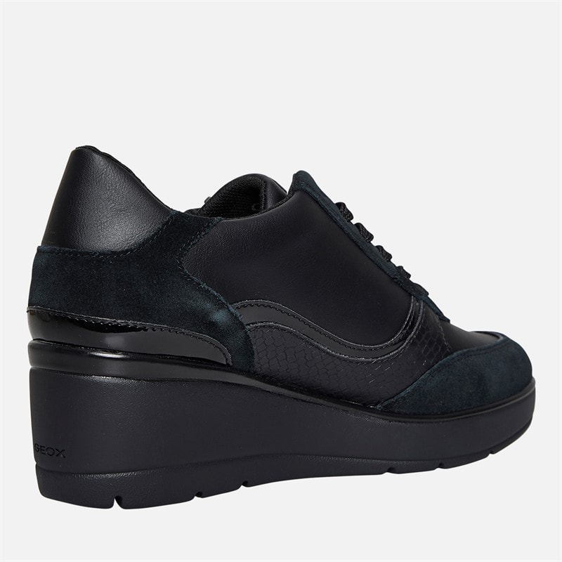 GEOX Womens Ilde Wedge Heel Zip Trainers Black - Image 5