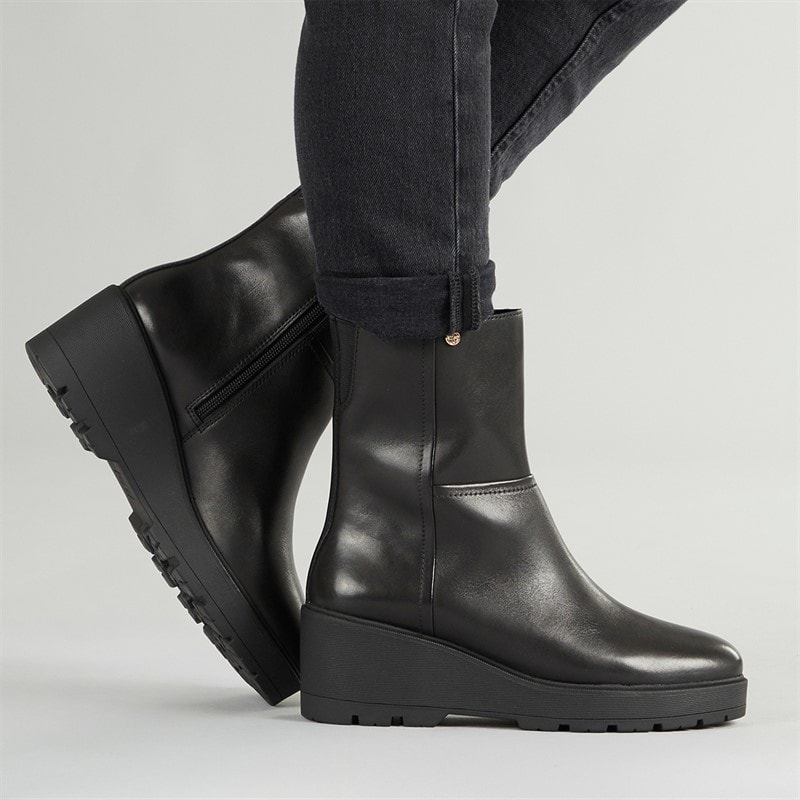 GEOX Womens Miereille Wedge Heel Ankle Boots Black - Image 5