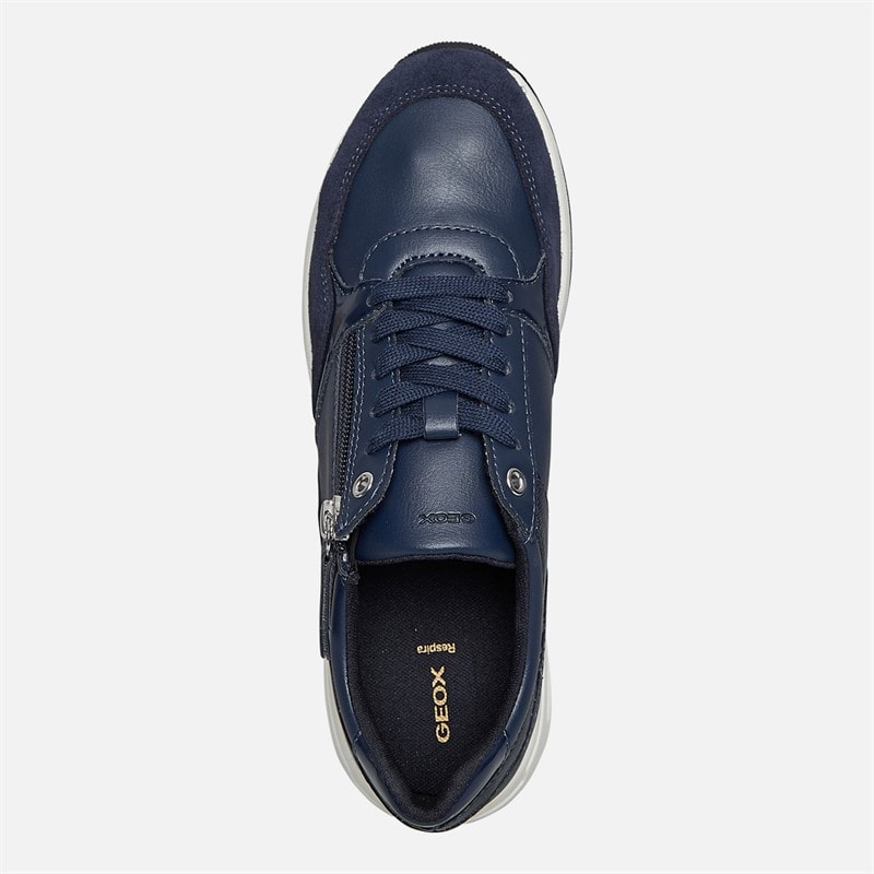 GEOX Womens Bulmya Zip Trainers Navy - Image 4