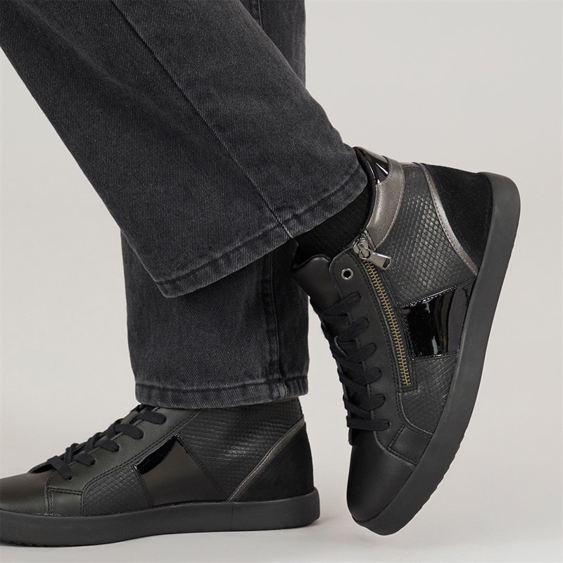 GEOX Womens Blomie High Top Zip Trainers Black