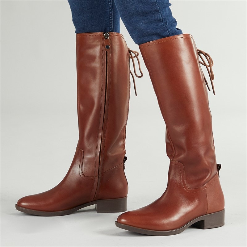 GEOX Womens Felicity Knee High Stretch Boots Brown - Image 1