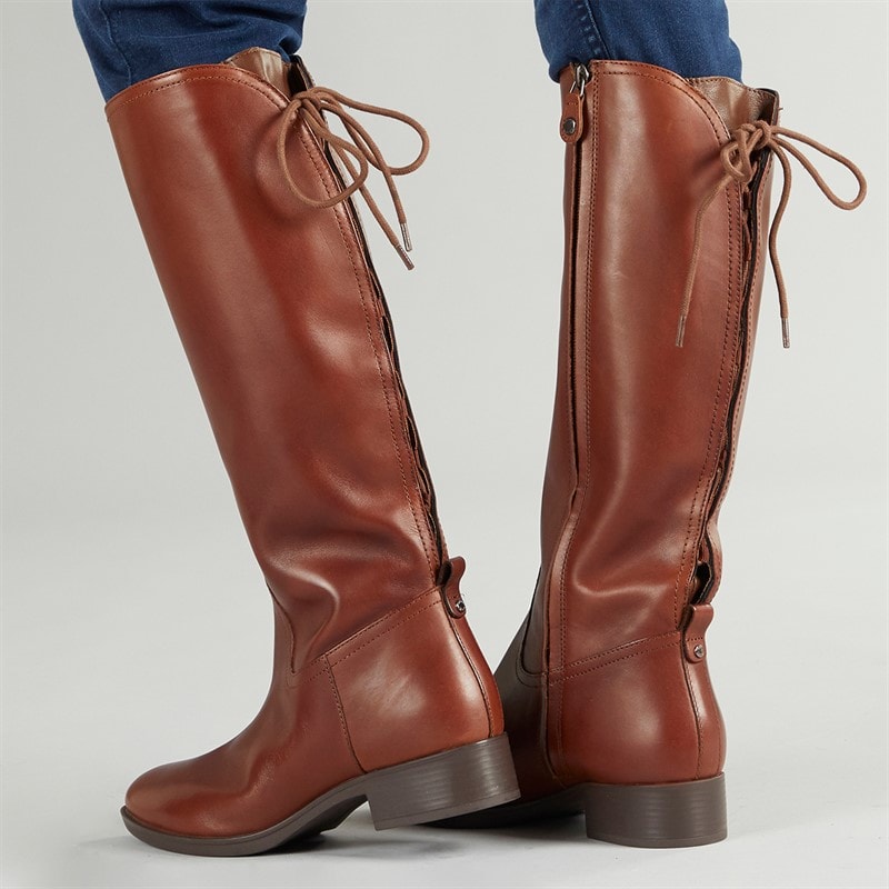 GEOX Womens Felicity Knee High Stretch Boots Brown - Image 5