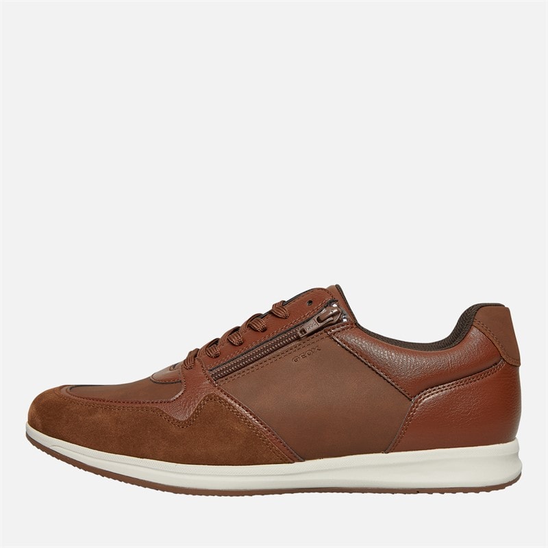 GEOX Mens Avery Zip Trainers Brown - Image 1