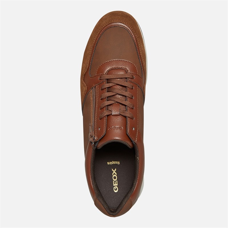 GEOX Mens Avery Zip Trainers Brown - Image 4