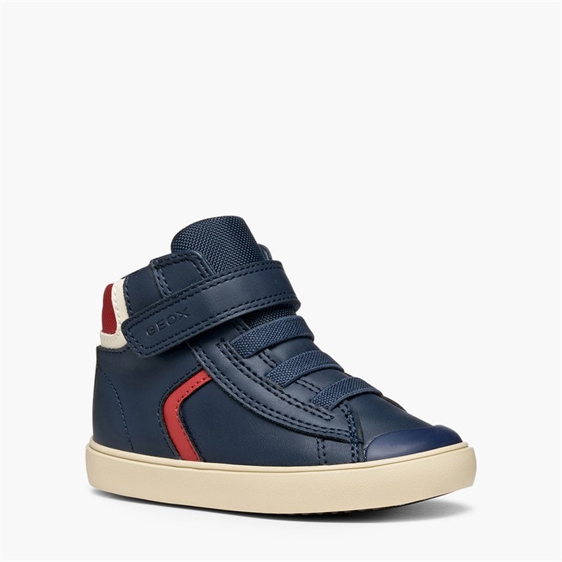 GEOX Infant Boys Gisli High Top Velcro Trainers Navy/Red - Image 5