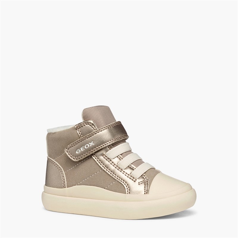 GEOX Infant Girls Gisli High Top Trainers Dark Beige - Image 5